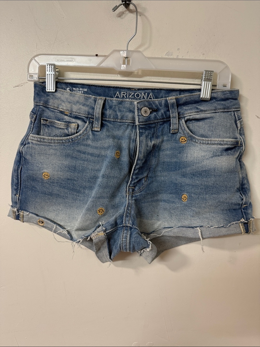 Arizona Jean Company Blue Embroidered Smile Denim Shorts
